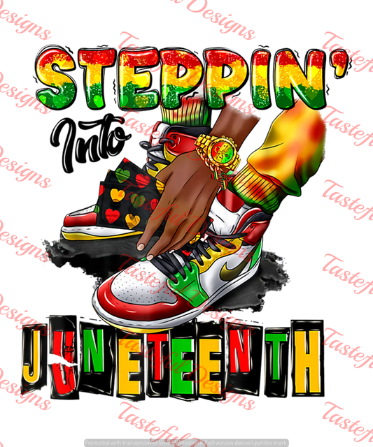 Stepping Into Juneteeth | Male Juneteeth Transfer | T shirt Transfer